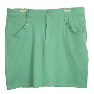 Crazy Train | Green Stretch Jean Style Mini Skirt | Size 2XL
